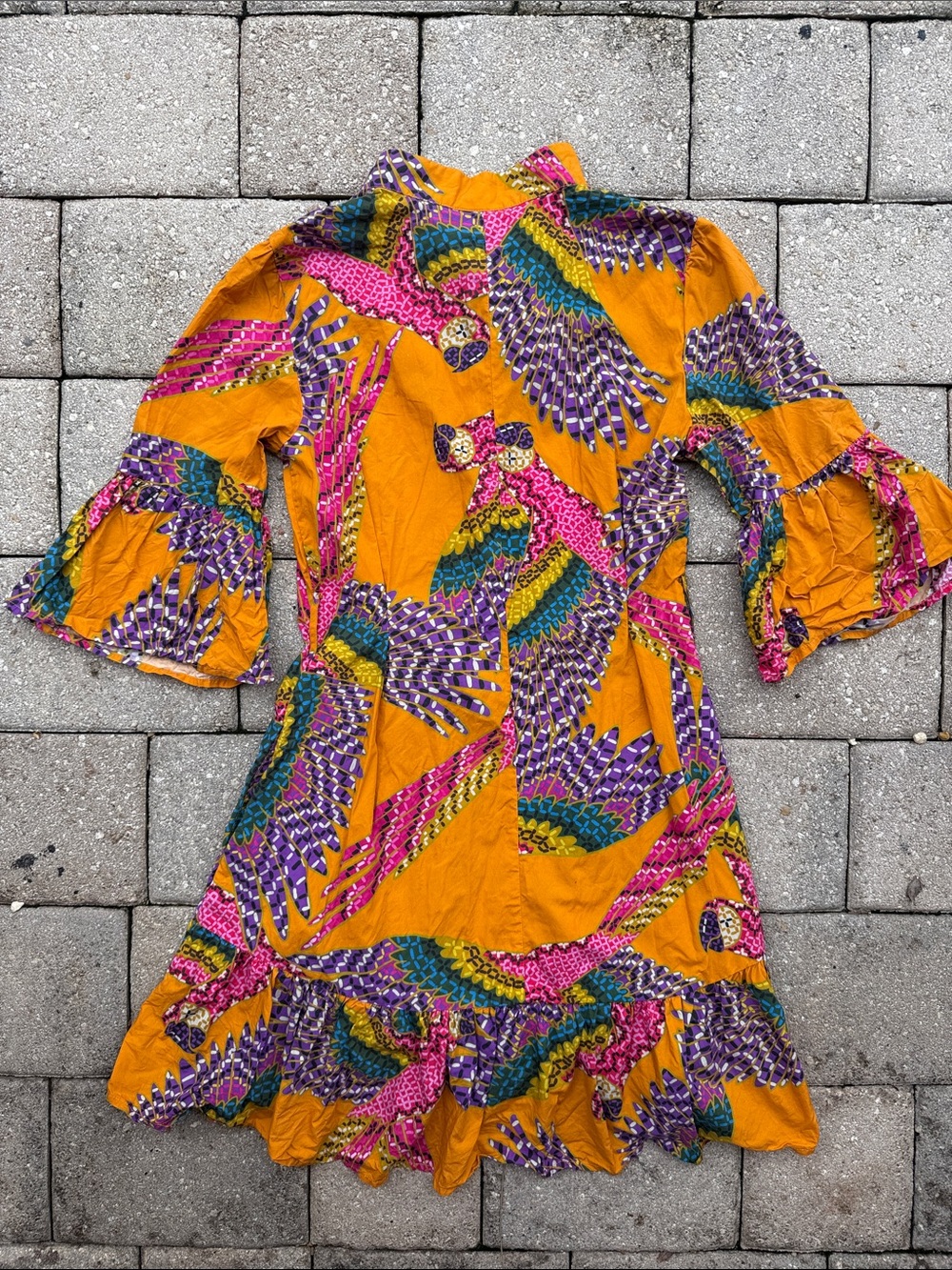 FARM Rio Orange Multicolor Printed Bell-Sleeve Mini Dress - Picture 8 of 8